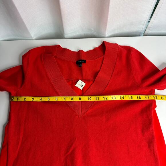 NWT Talbots Red V-Neck Cotton Rayon Nylon Front Poly Back Sweater Womens Size XS - Picture 9 of 10